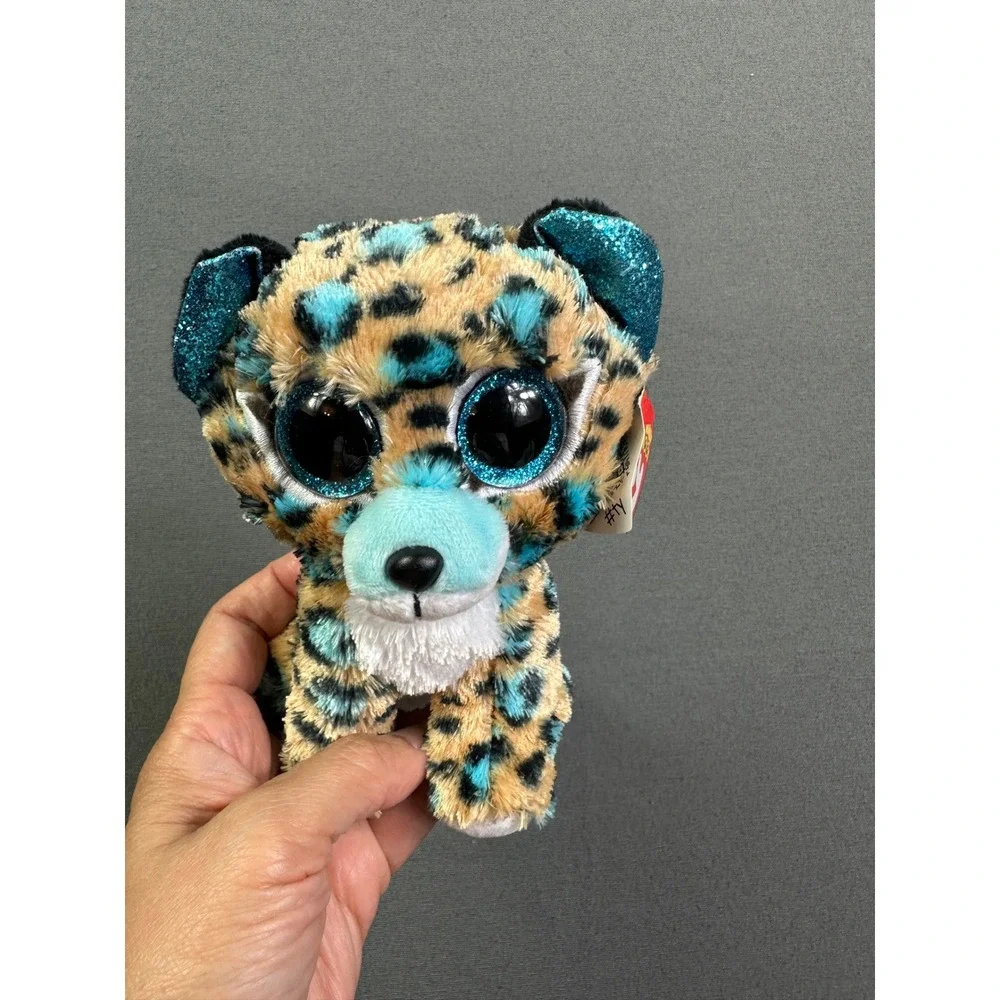 Ty Beanie Boos Leona Leopard Blue Spotted Plush Glitter Eyes 6 Inch Collectible‎